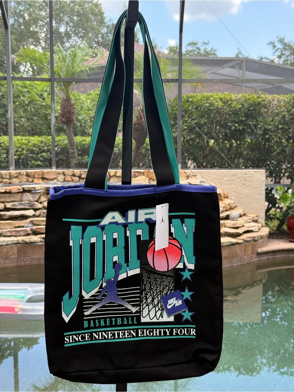 Nike Air Jordan Canvas Tote Bag Retro Basketball Graphic OS MA9168-K90